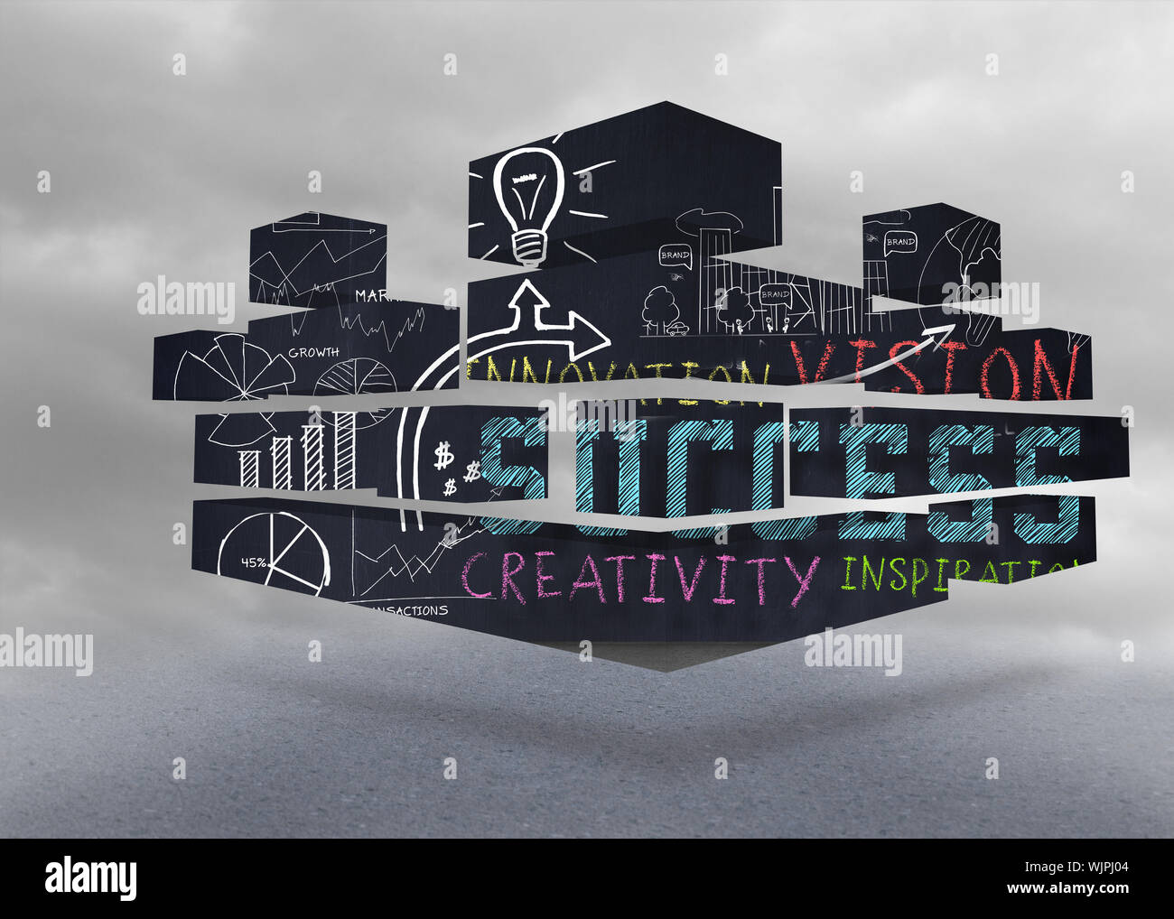 Success brainstorm on abstract screen against cloudy dull sky Stock ...