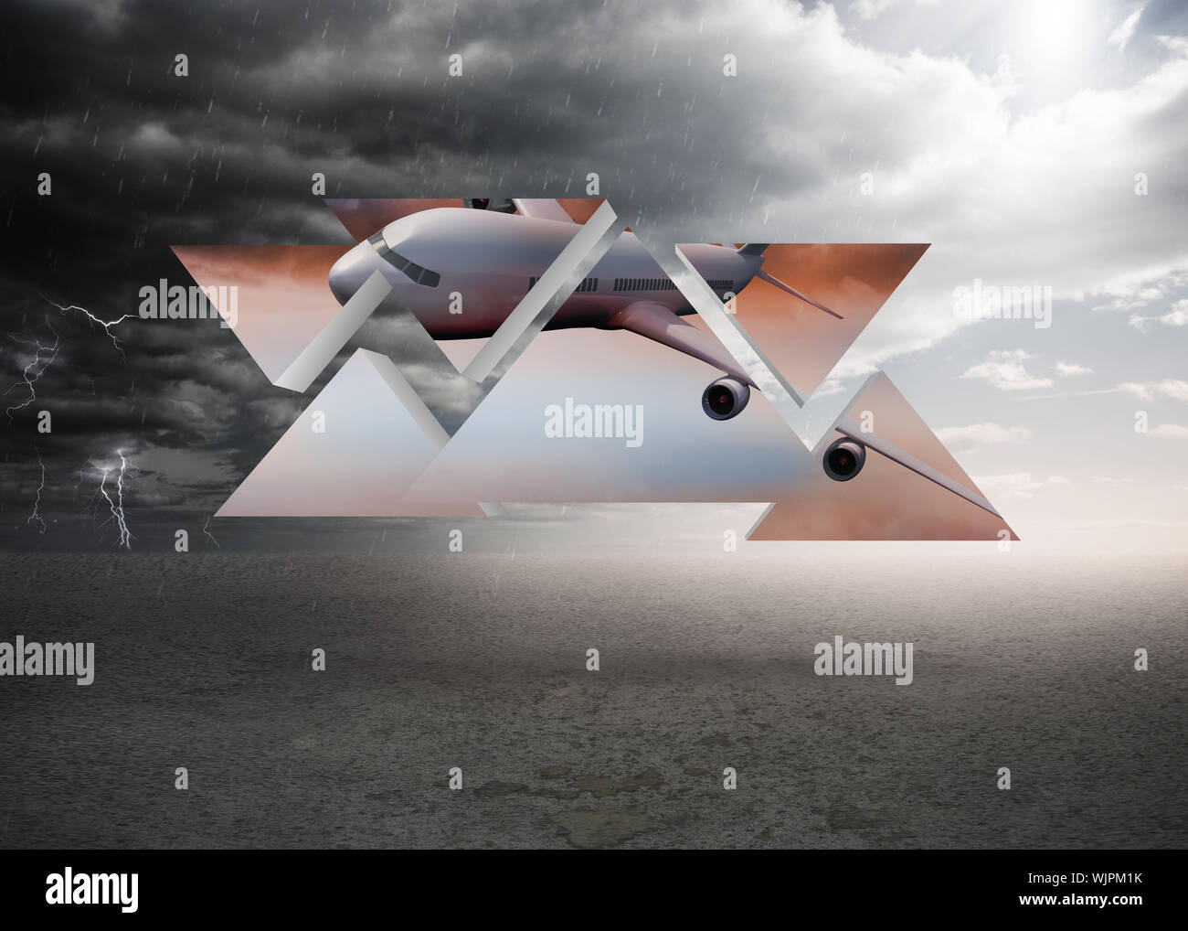 Airplane on abstract screen against abstract design in blue Stock Photo ...