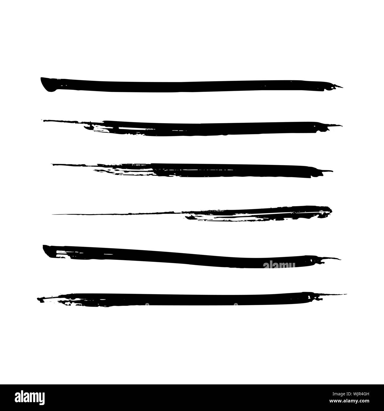 Set of black paint, ink brush strokes, lines. Dirty artistic design elements. Vector eps10. Stock Vector