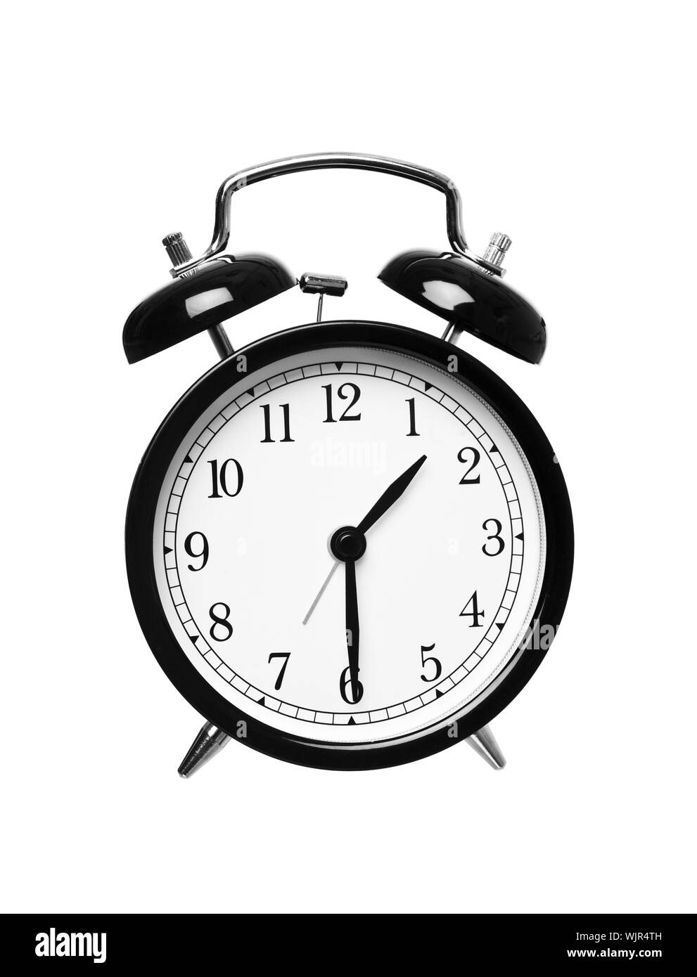Alarm clock shows half past one isolated on white background Stock