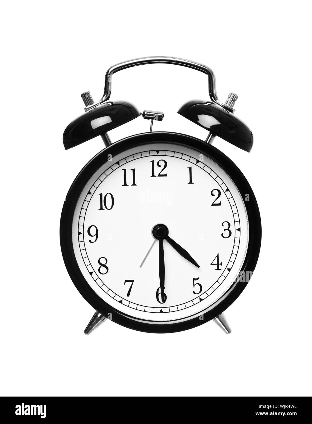 Alarm clock shows half past four isolated on white background Stock Photo -  Alamy