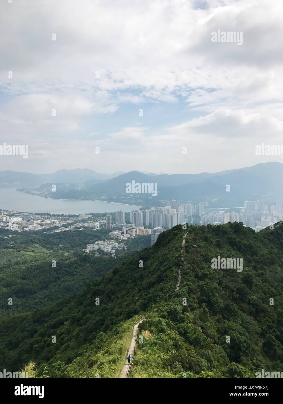 High Angle View Of Cloudy Hill Against Sky Stock Photo