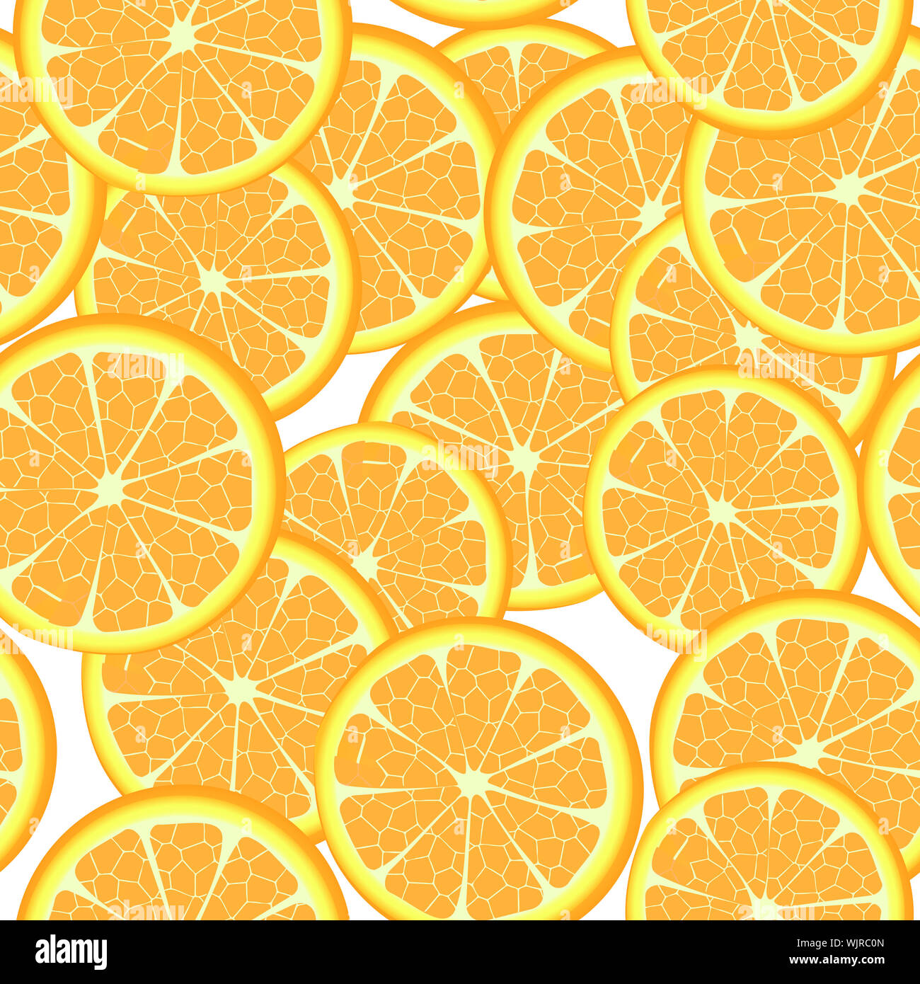 Seamless template of orange slices, pattern on white background Stock ...