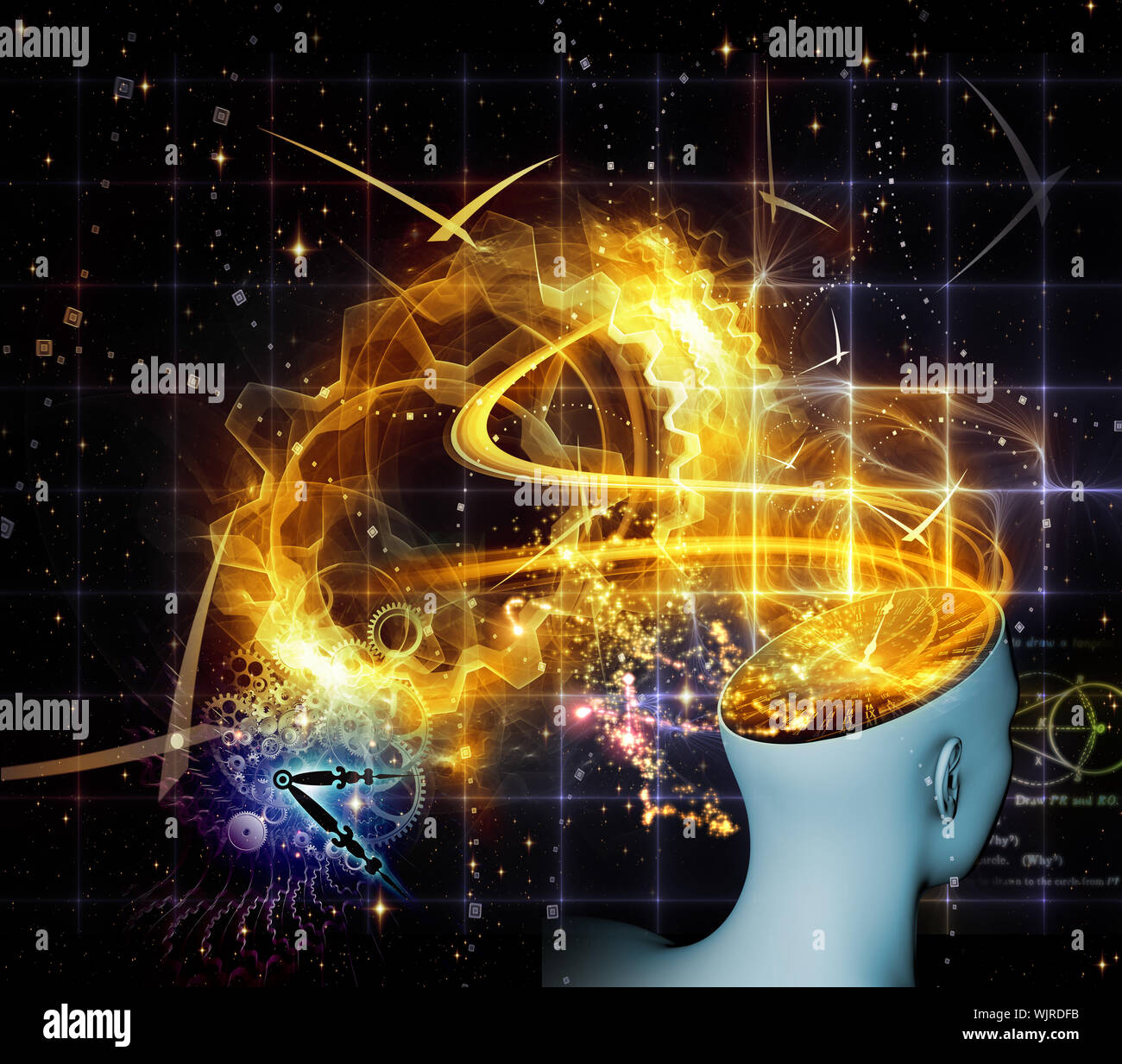 Interaction of human head, clock and fractal elements on the subject of ...
