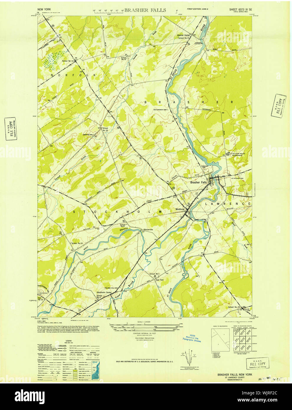 New York NY Brasher Falls 122986 1946 24000 Restoration Stock Photo Alamy