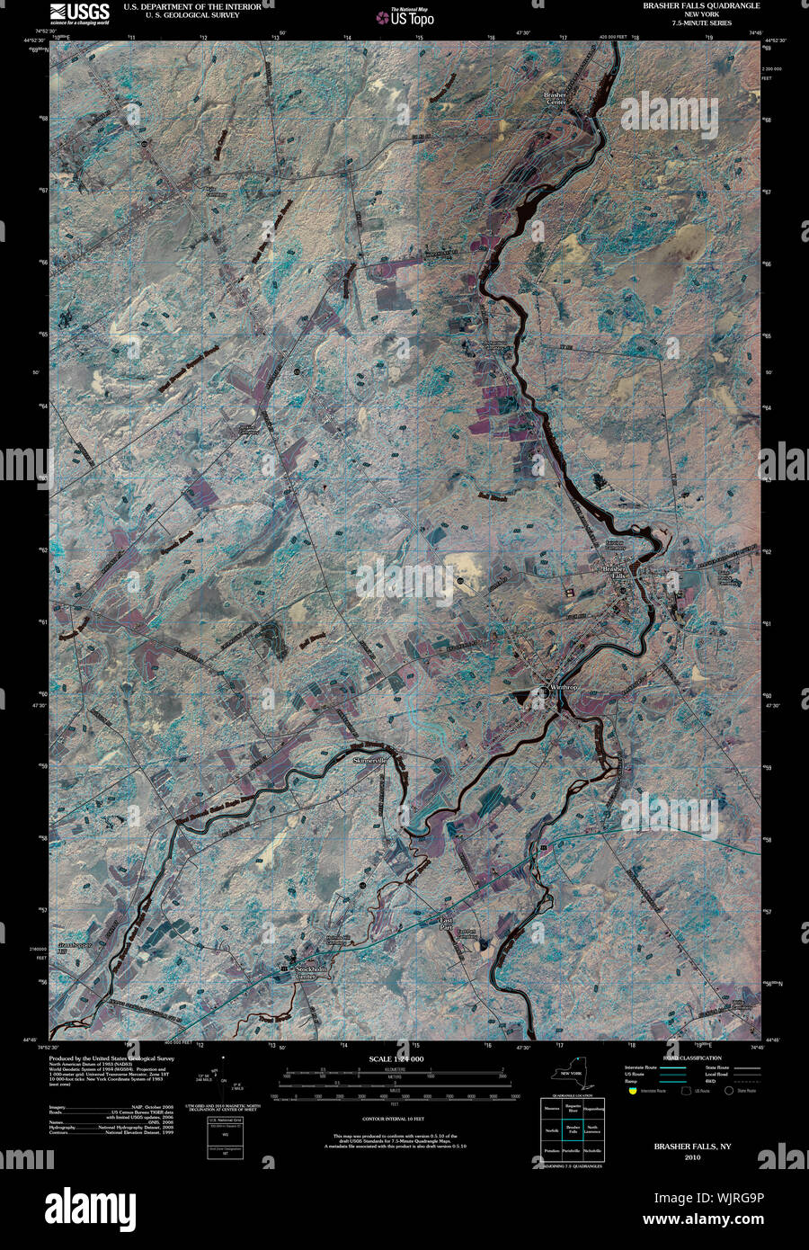New York NY Brasher Falls 20100126 TM Inverted Restoration Stock Photo