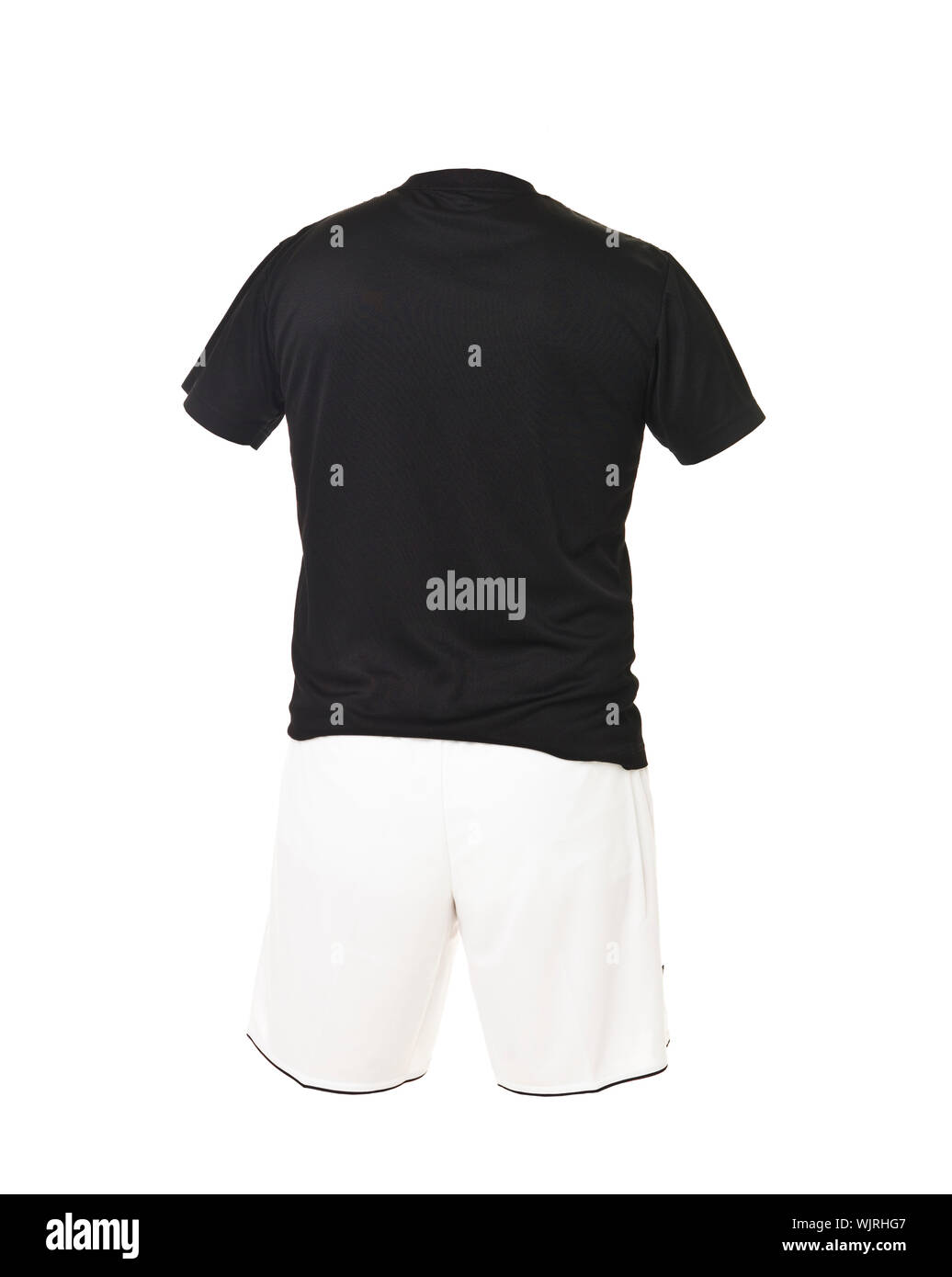 Black football shirt with white shorts isolated on white background Stock Photo Alamy