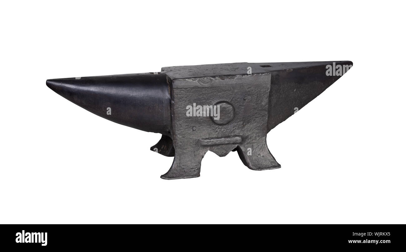Old anvil on white background, heaviness and strenght concept Stock ...