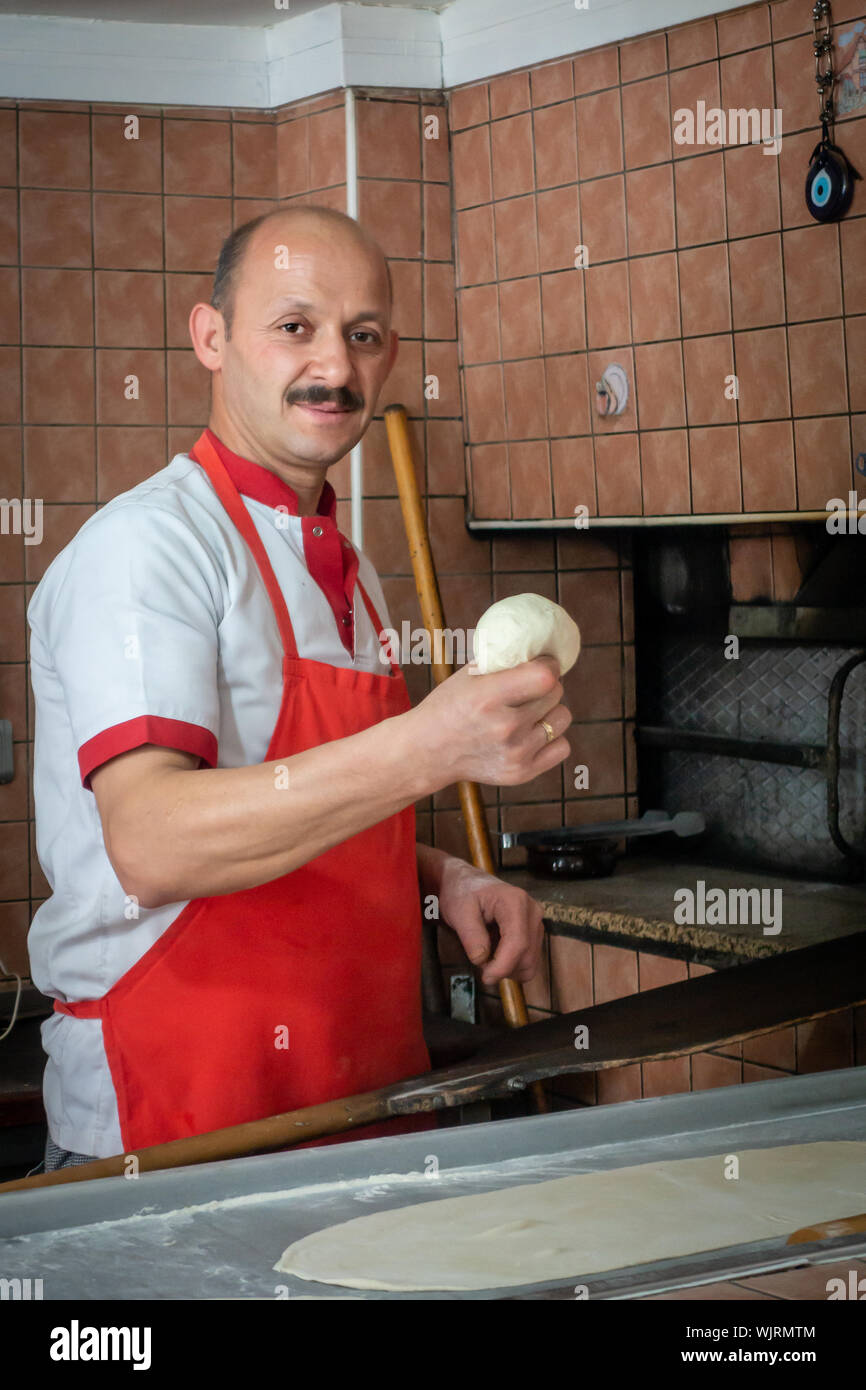 Various Turkish dishes are prepared for lunch in Istanbul, Turkey Stock
