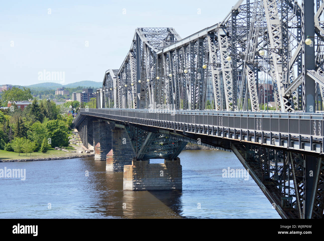 The Inter-provincial bridge spanning Quebec and Ontario in Canada. One of the main routes of vehicle transport between Ottawa and Gatineau. Stock Photo