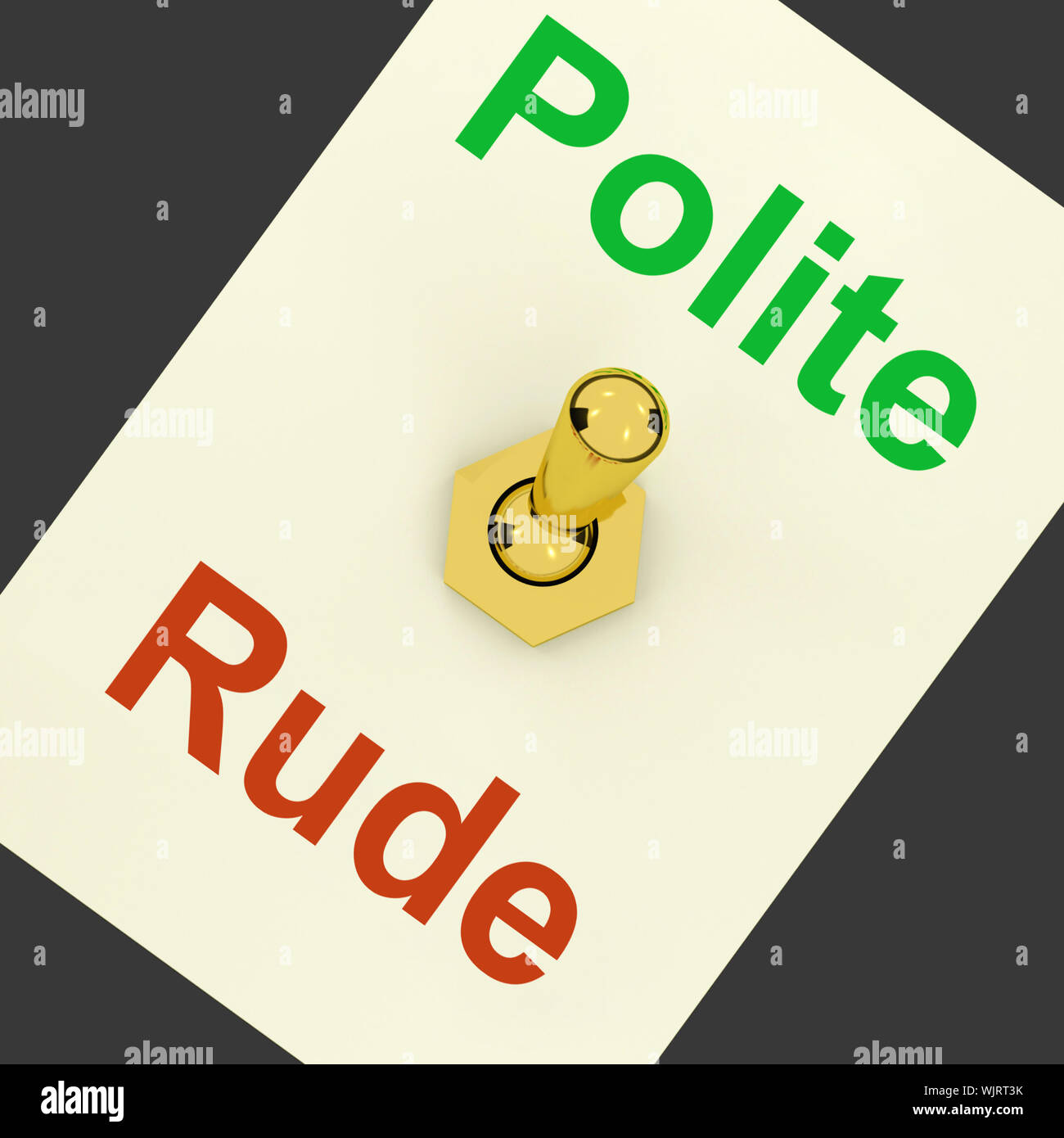Poller Rude Polite Rude Lever Showing Manners And Disrespect Stock Photo - Alamy