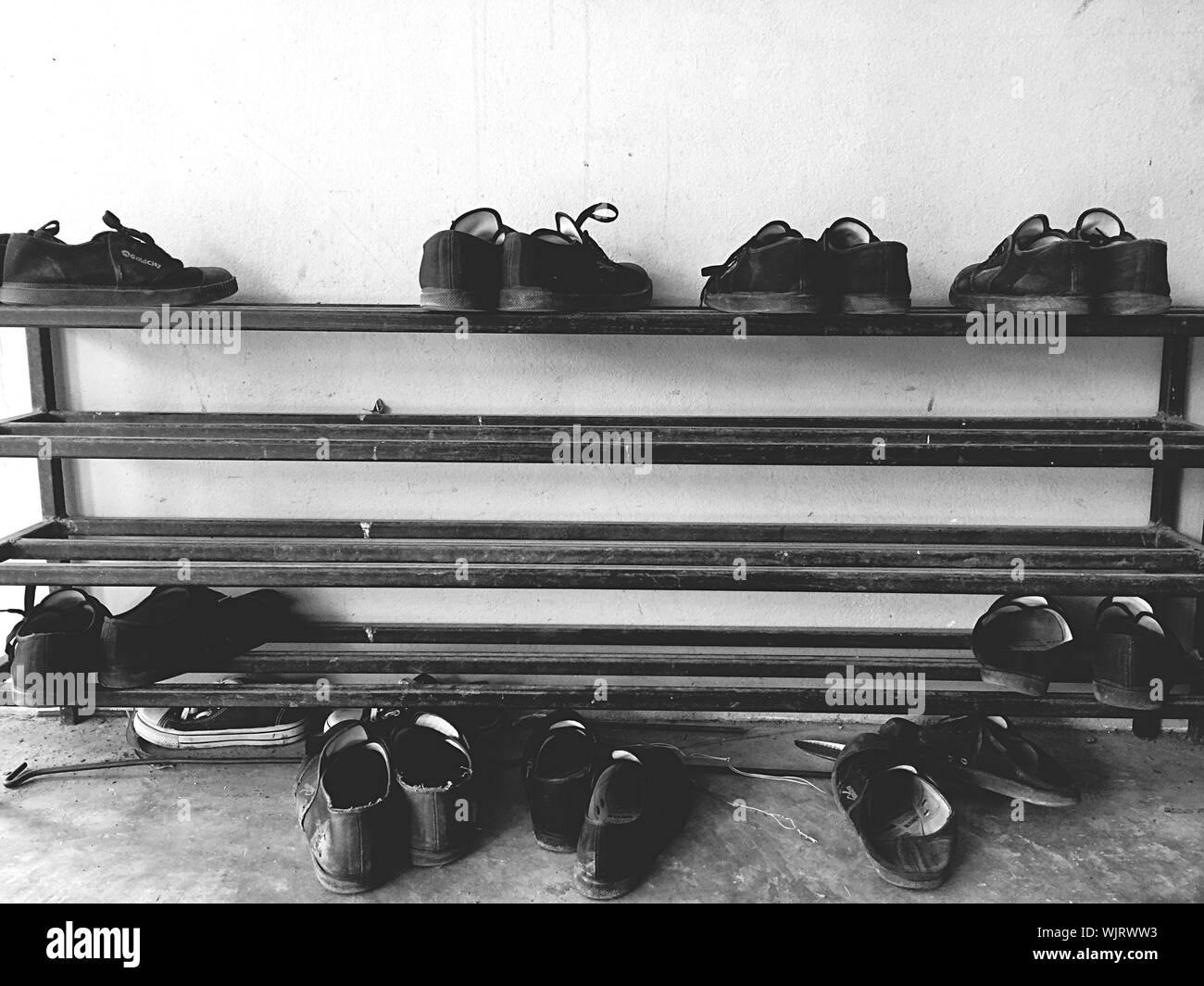 Canvas shoe rack Black and White Stock Photos & Images Alamy