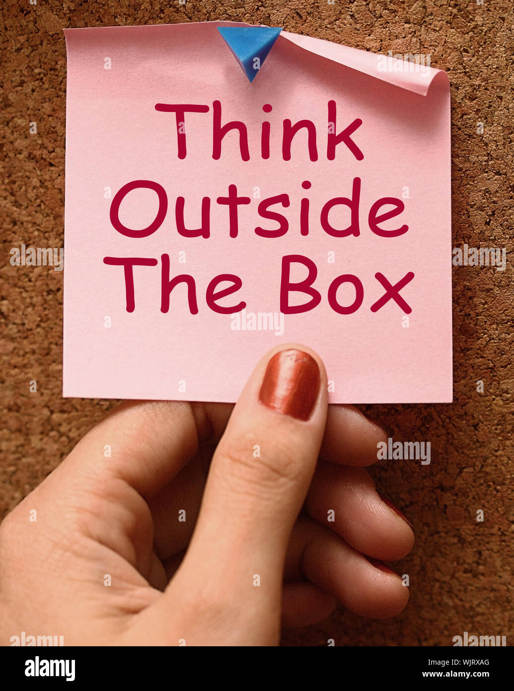 Think Outside The Box Means Different Unconventional Thinking Stock Photo