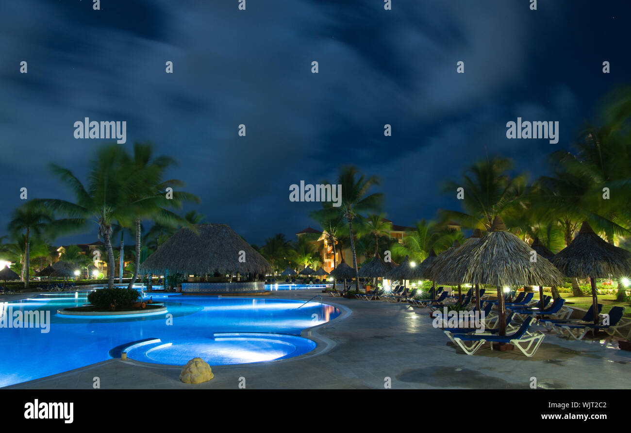 Swimming pool in night illumination Stock Photo - Alamy