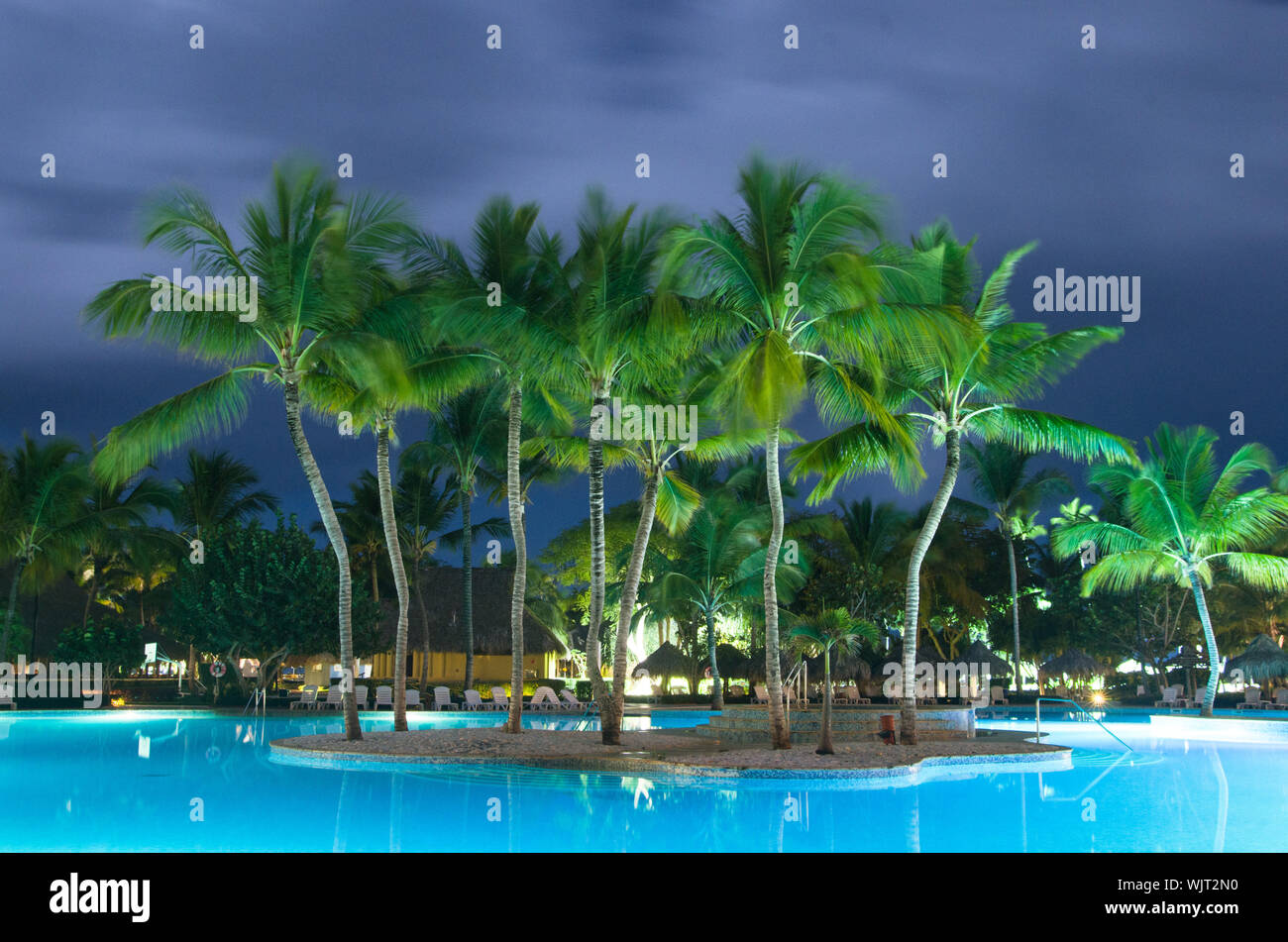 Swimming pool in night illumination Stock Photo - Alamy