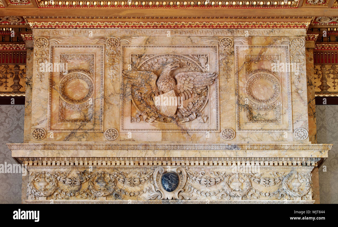 House Members Room Carved Mantel And Cornice Of Siena