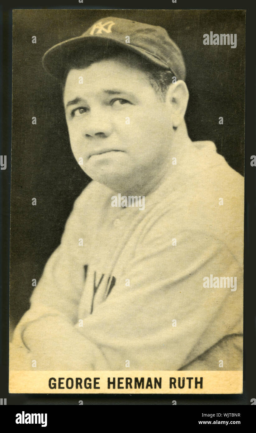 Vintage photo of Babe Ruth iconic Hall of Fame baseball player with the New York Yankees. Stock Photo