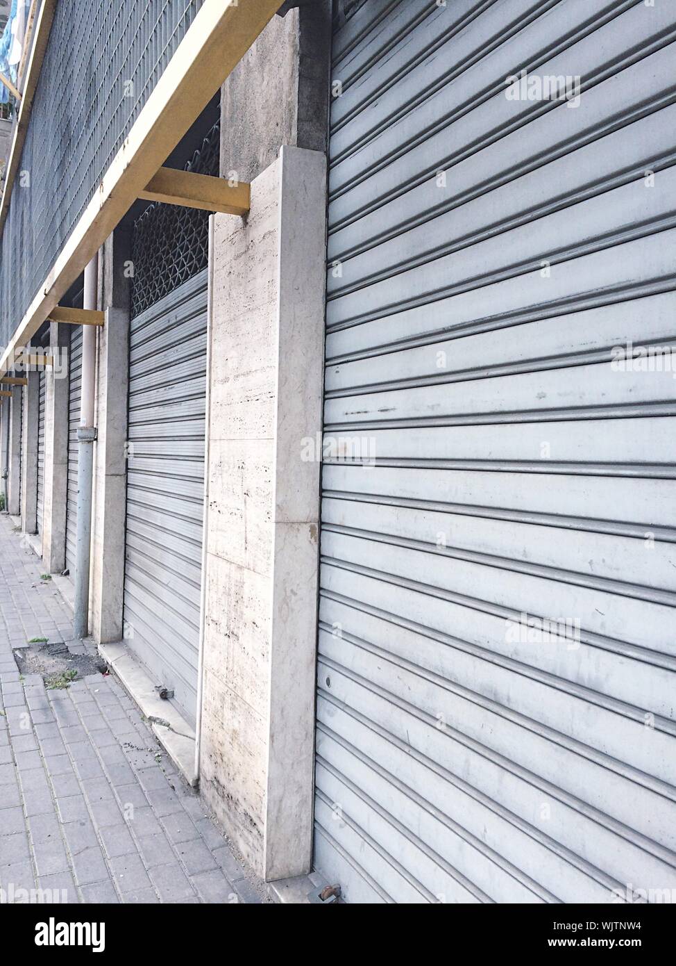 Side View Of Closed Shops Stock Photo