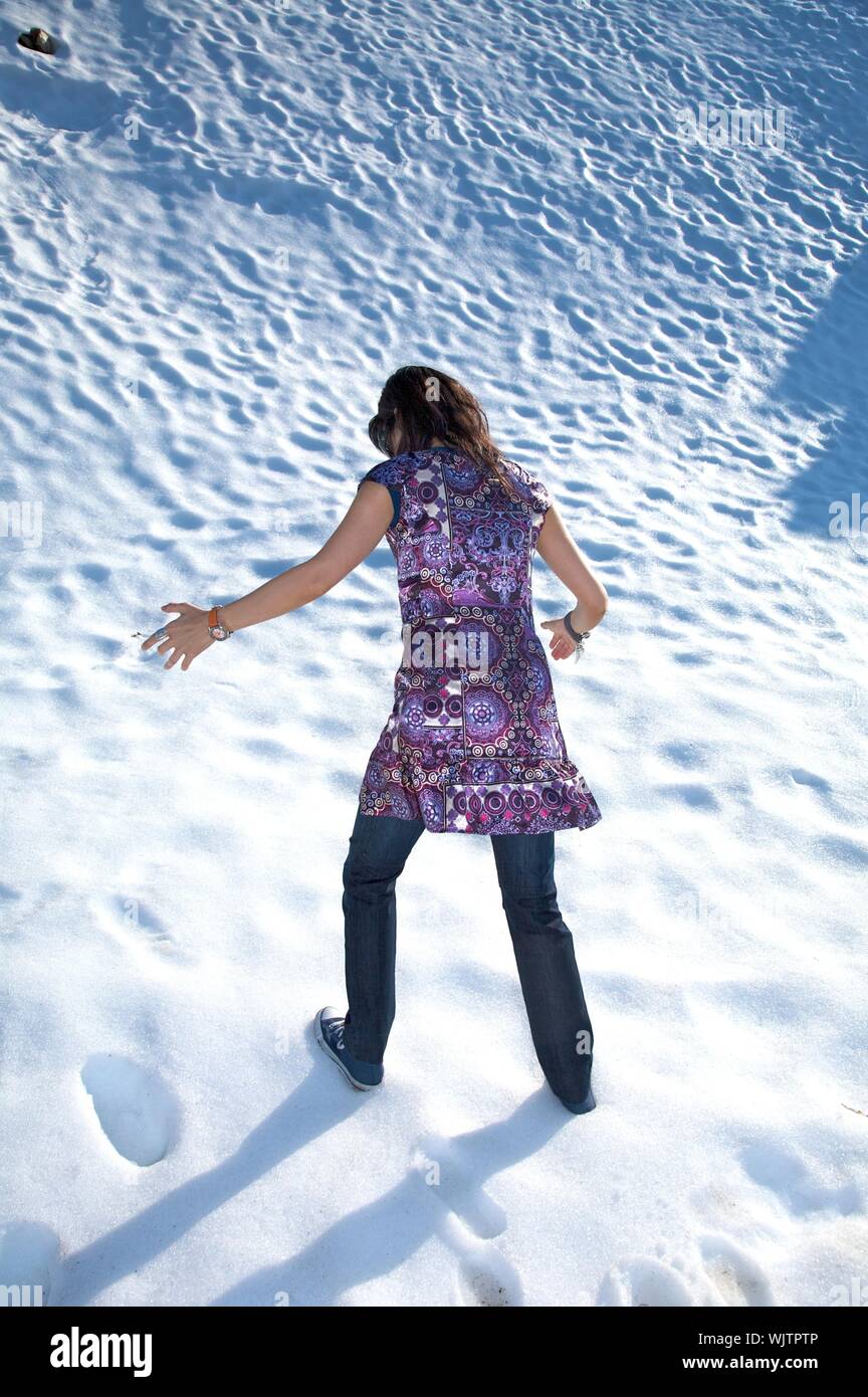 pretty woman at snow in salamanca spain Stock Photo Alamy