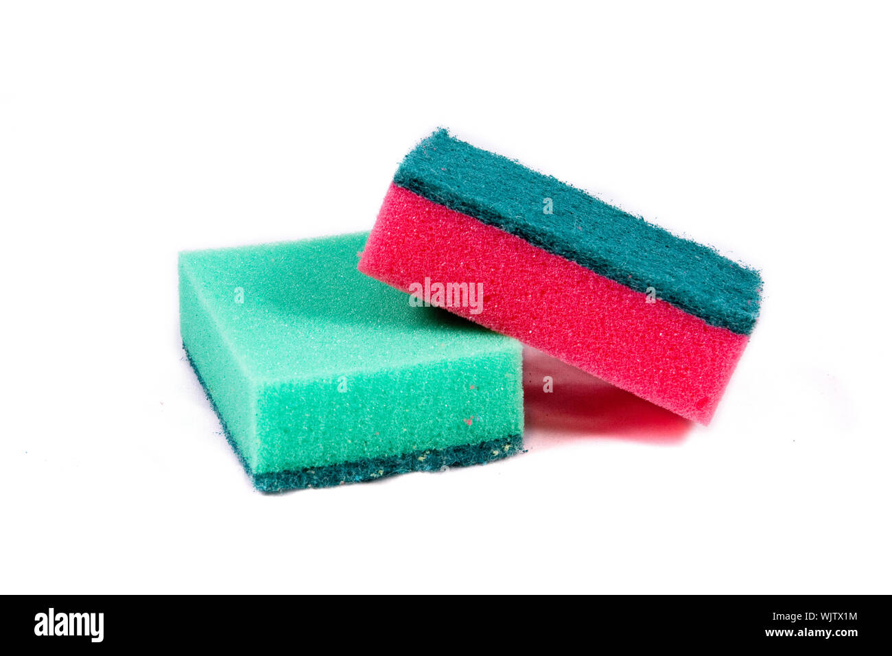 color sponges on white background Stock Photo - Alamy