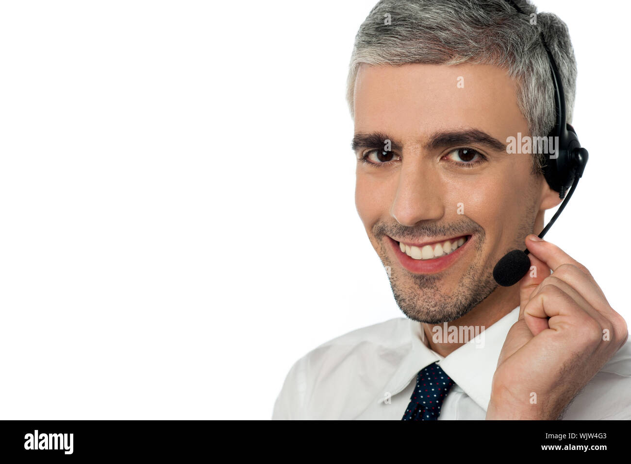 Male executive communicating with customer Stock Photo