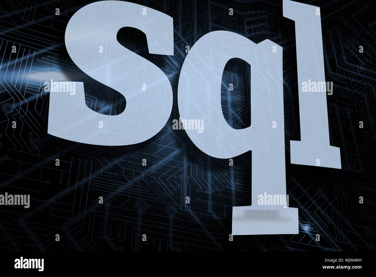 The word sql against futuristic black and blue background Stock Photo ...