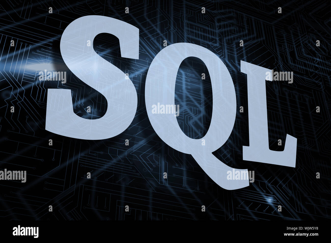 The word sql against futuristic black and blue background Stock Photo ...