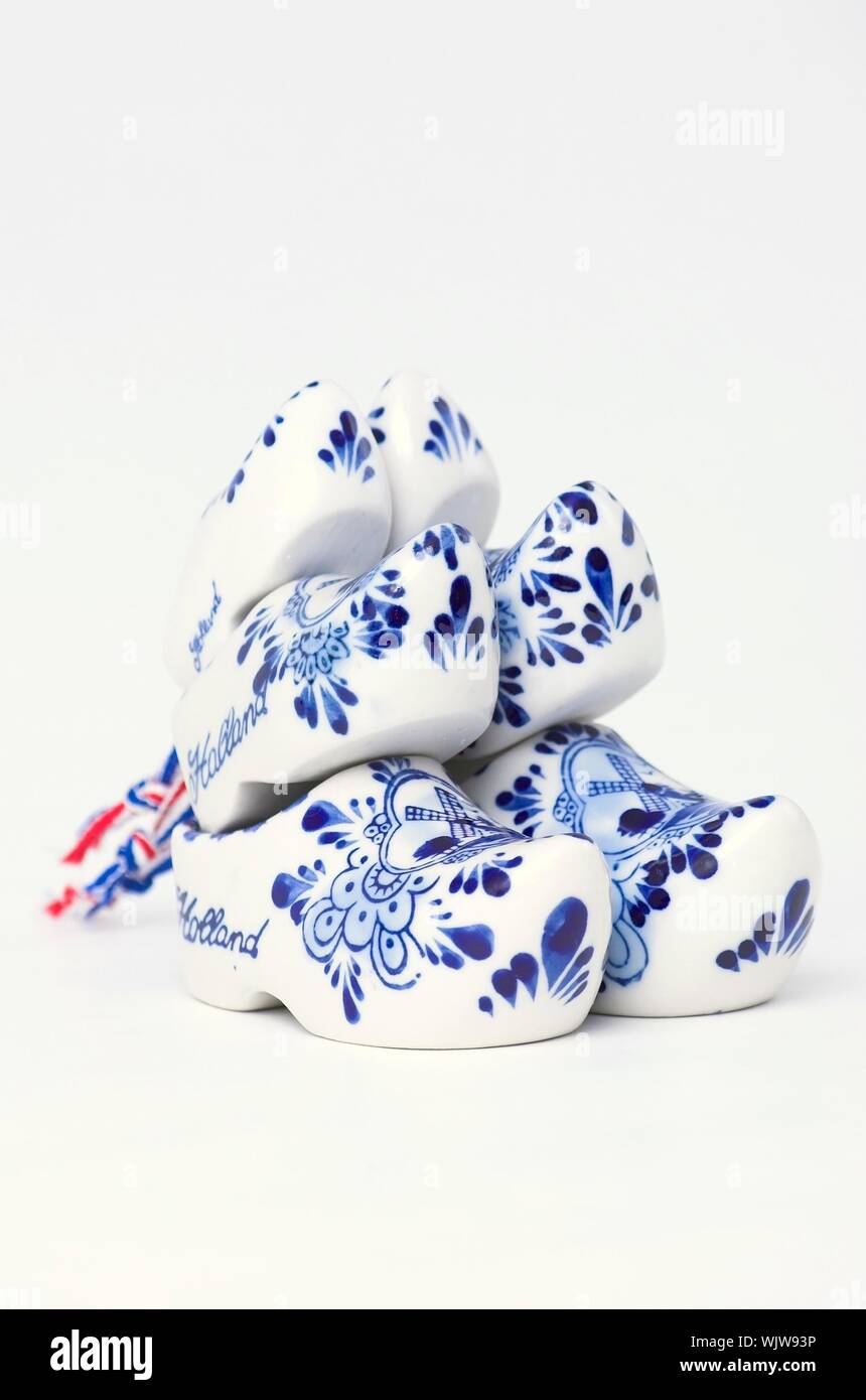 Set of Dutch porcelain clogs, traditional souvenir from Holland Stock ...