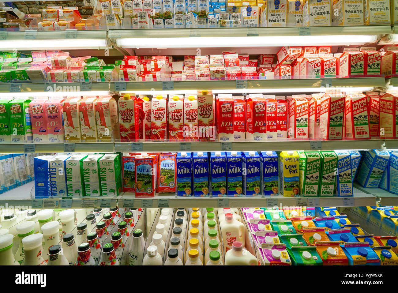 HONG KONG, CHINA CIRCA FEBRUARY, 2019 dairy products on display at