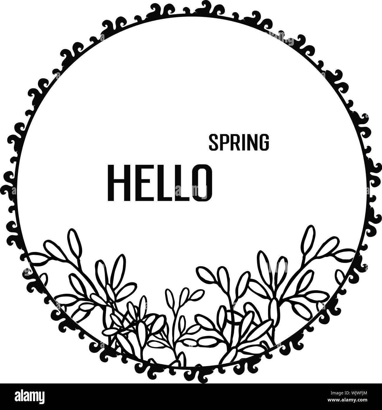 Greeting card hello spring with modern realistic flower frame. Vector ...