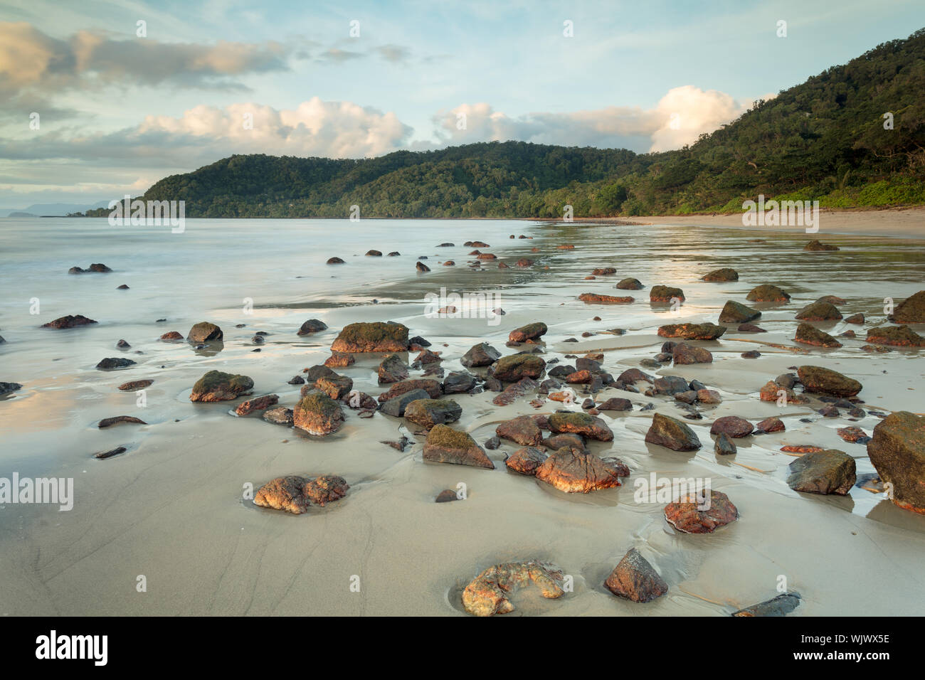 Rocky Point, Mossman Queensland, Australia. Dawn at Rocky Point north of Mossman in tropical Far North Queensland. Stock Photo