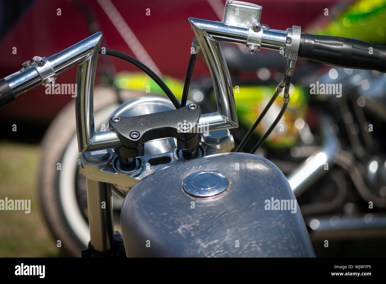 Close-up Of Chopper Motorcycle Stock Photo