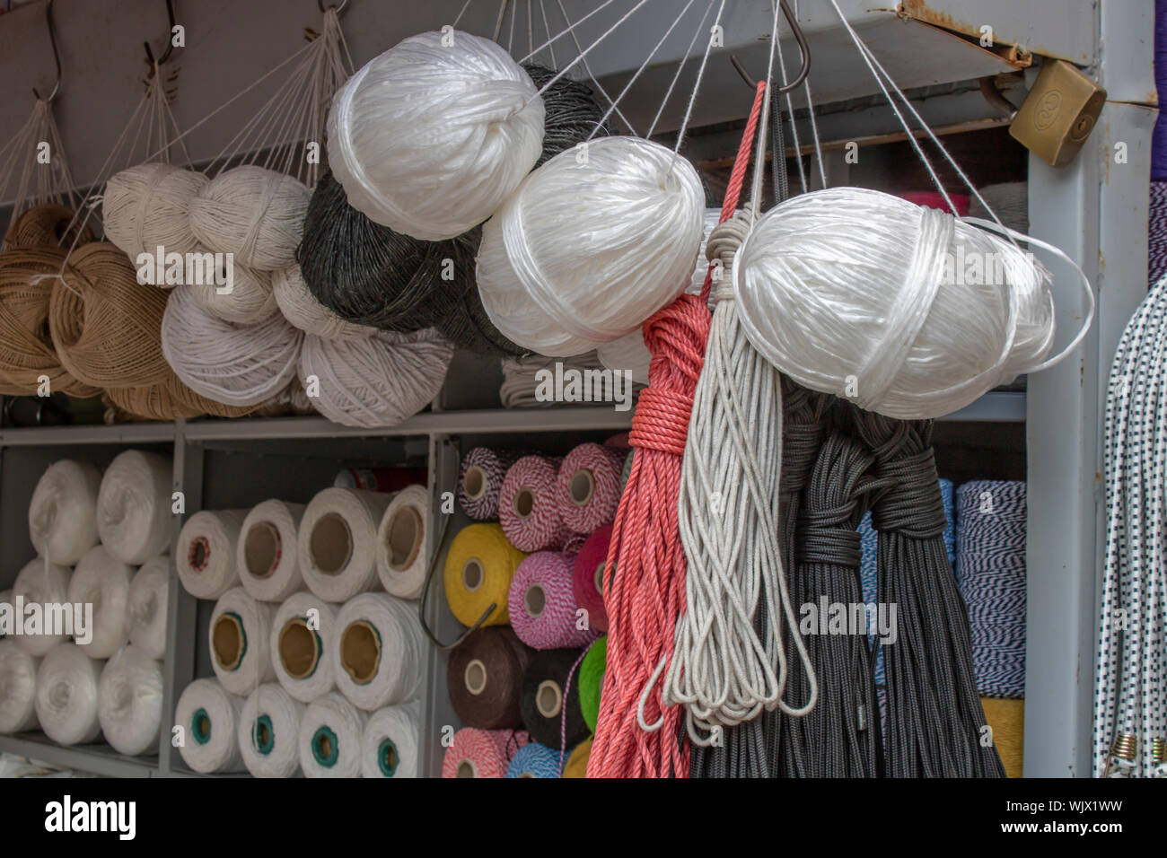 Sub Shop Rope Ropes and ropes in front of shop outside Stock Photo - Alamy