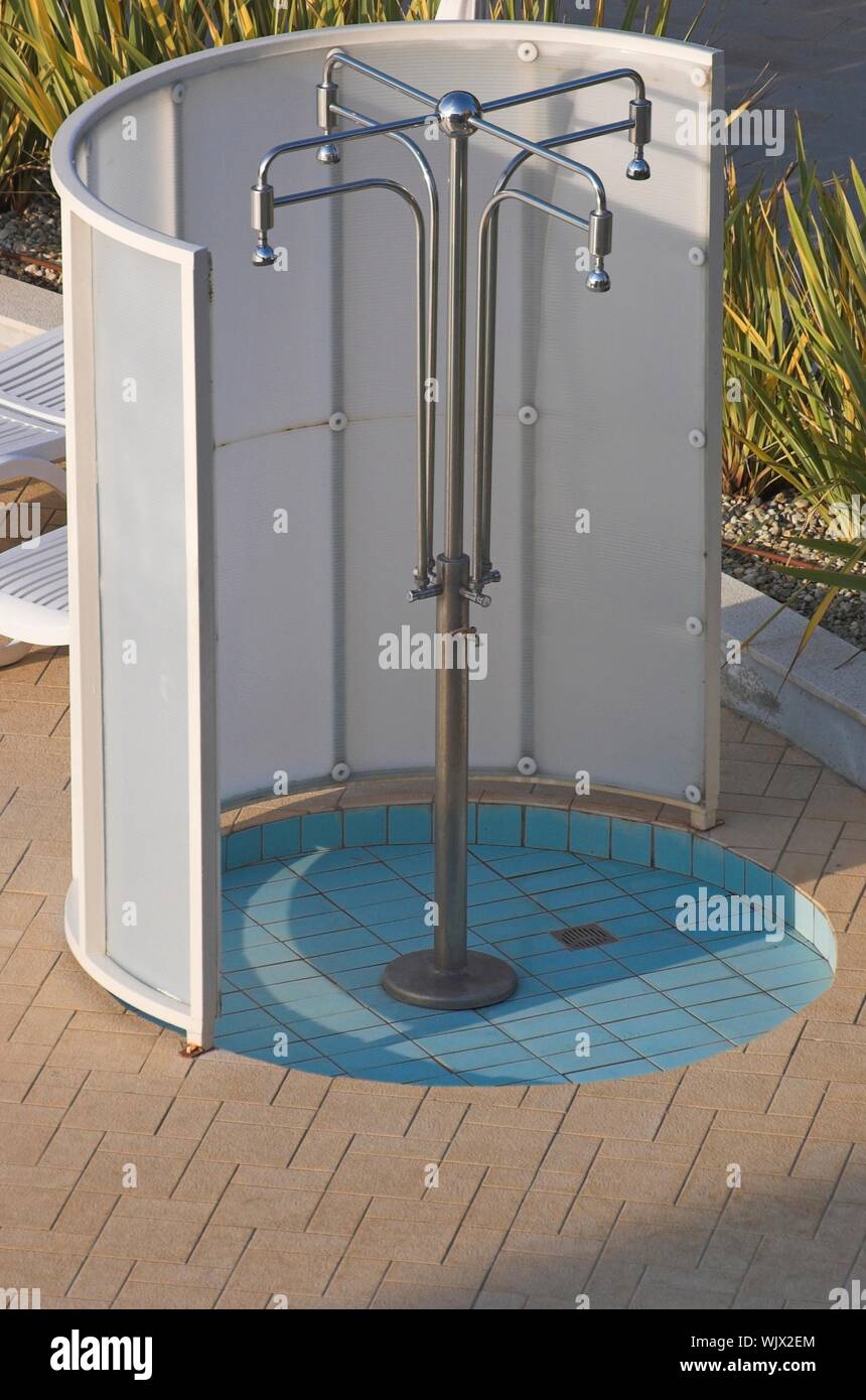 External shower appliance at a swimming pool Stock Photo Alamy