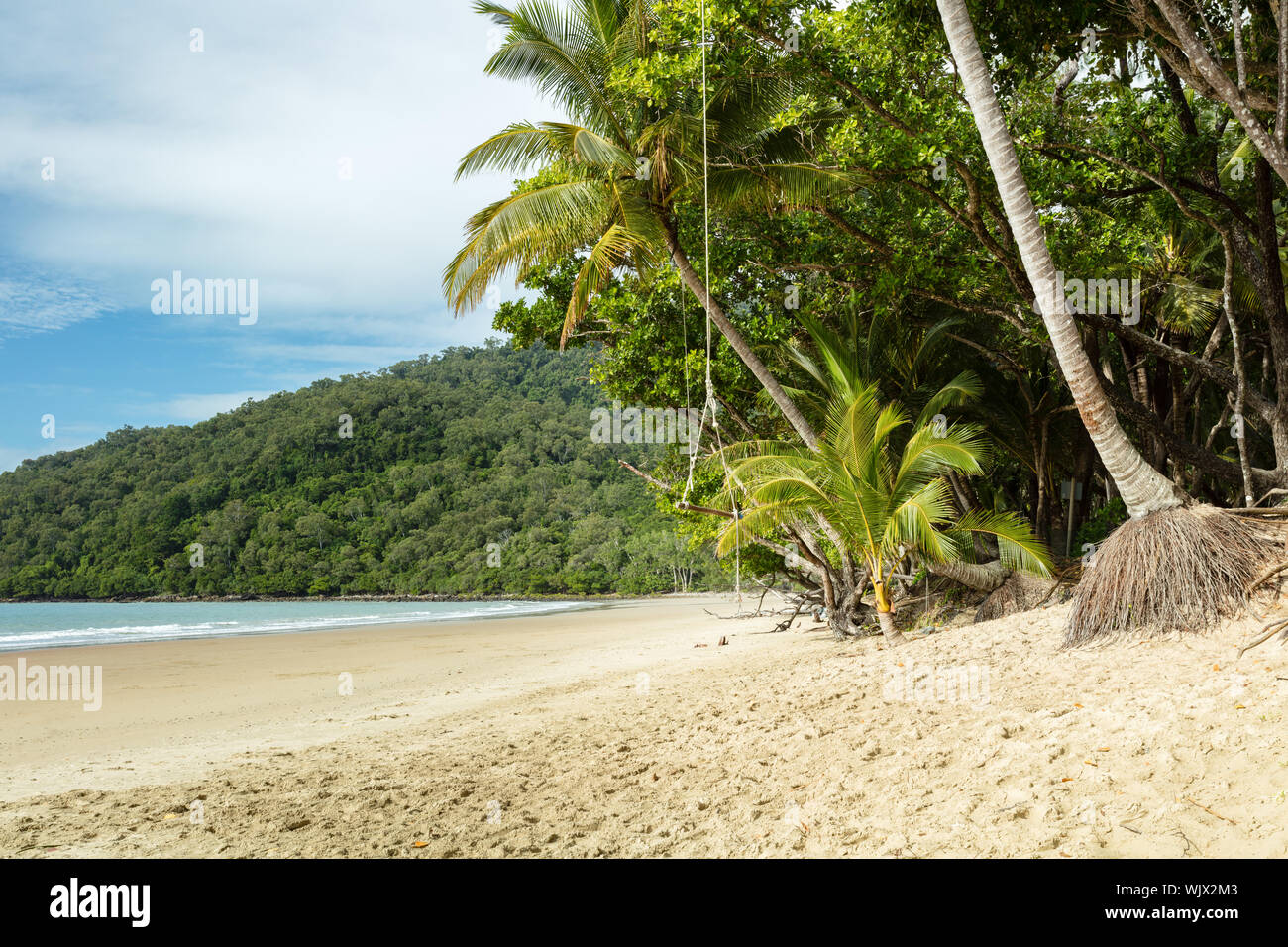 Daintree National Park, Queensland, Australia. The broad expanse of golden sand of Cow Bay Beach in Daintree National Park in tropical Far North Queen Stock Photo