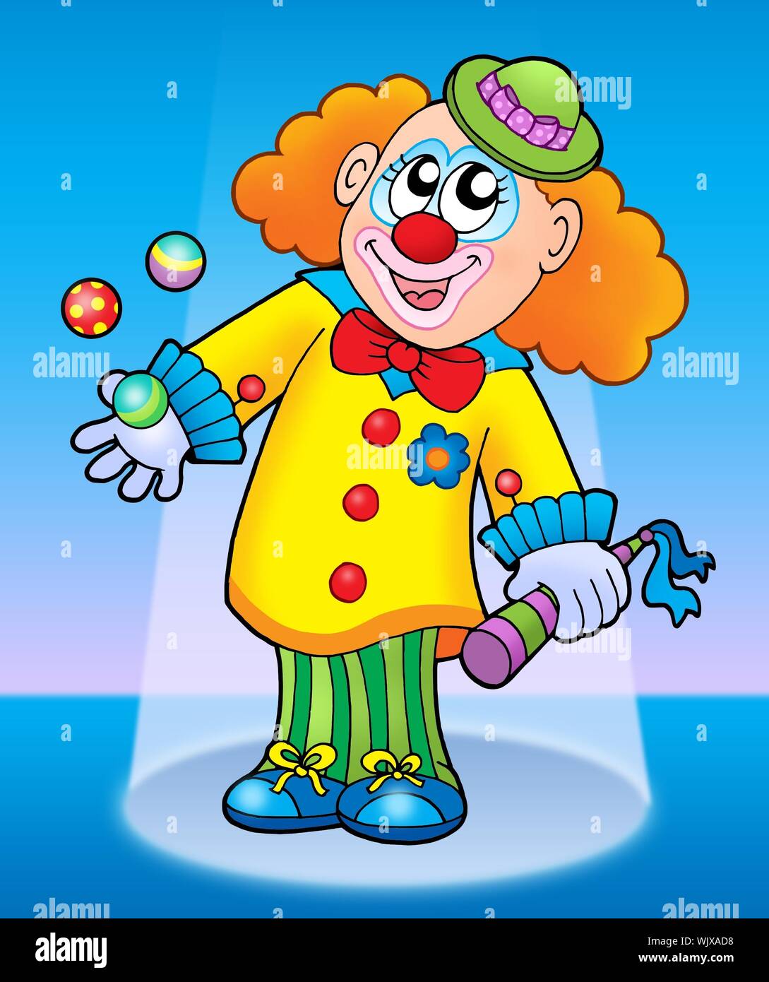 Cute happy clown color illustration Stock Photo Alamy