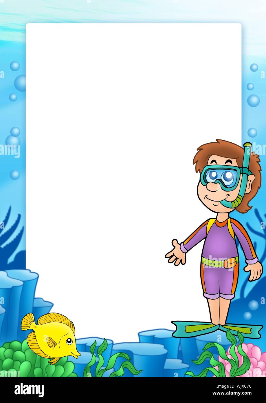 Frame with snorkel diver 2 color illustration Stock Photo Alamy