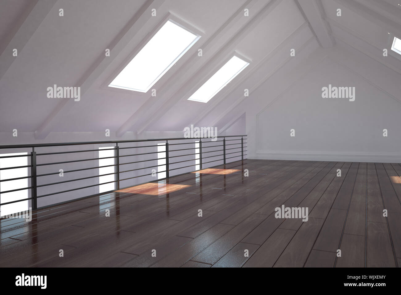 Empty white room with floorboards Stock Photo - Alamy