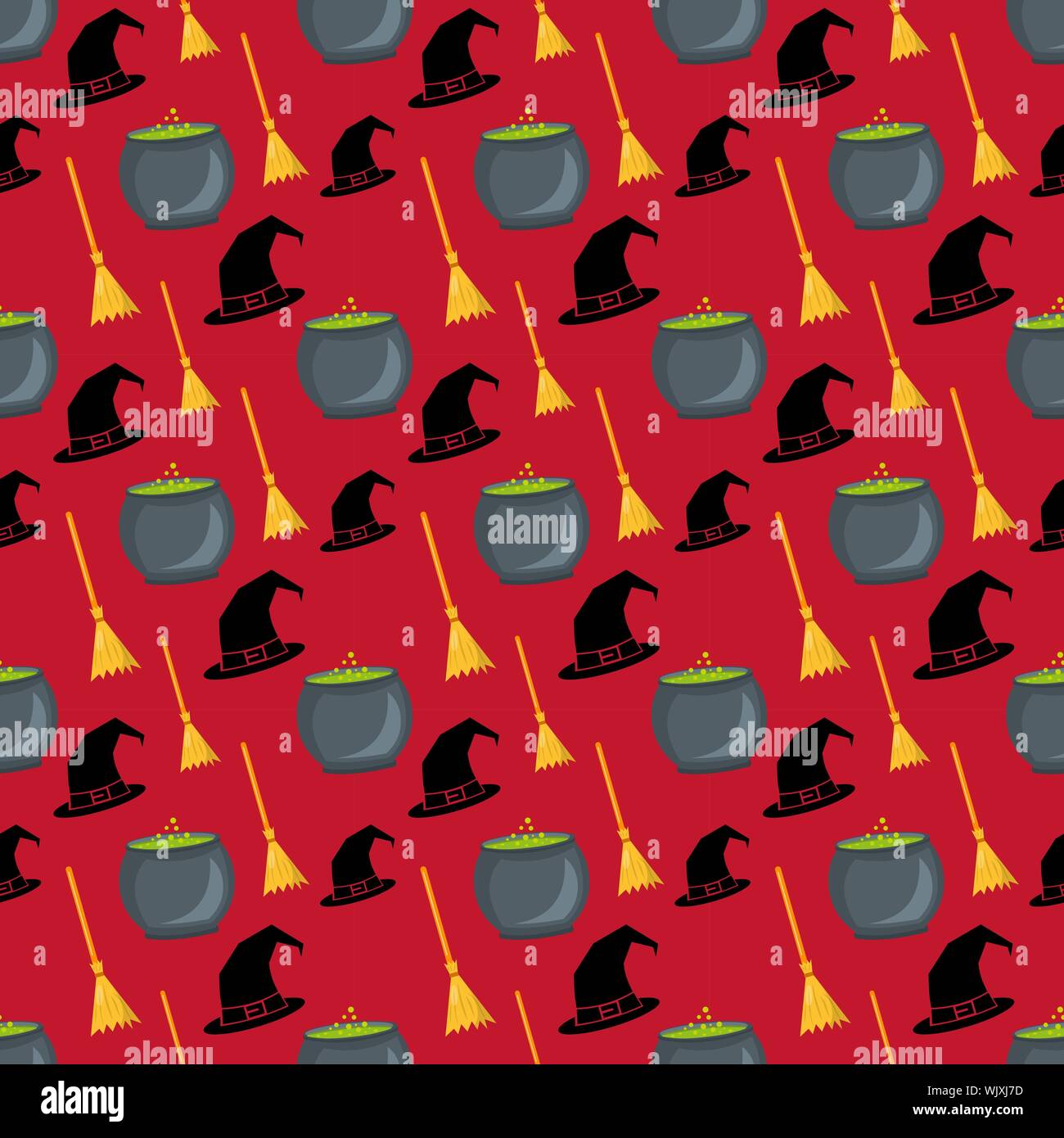 witch equipment seamless pattern for halloween concept vector illustration background Stock Vector