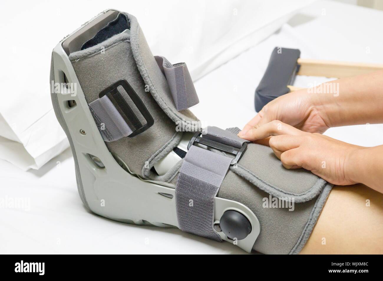 Orthopaedic Boot to a Patient Stock Photo Alamy