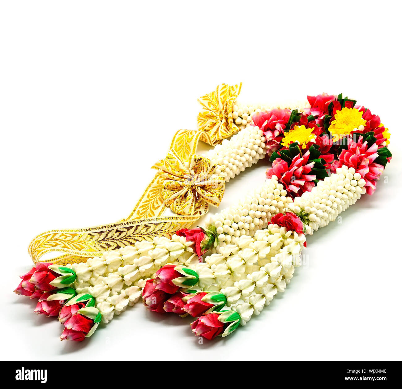Garland flower in Thai style on a white background, used offering to