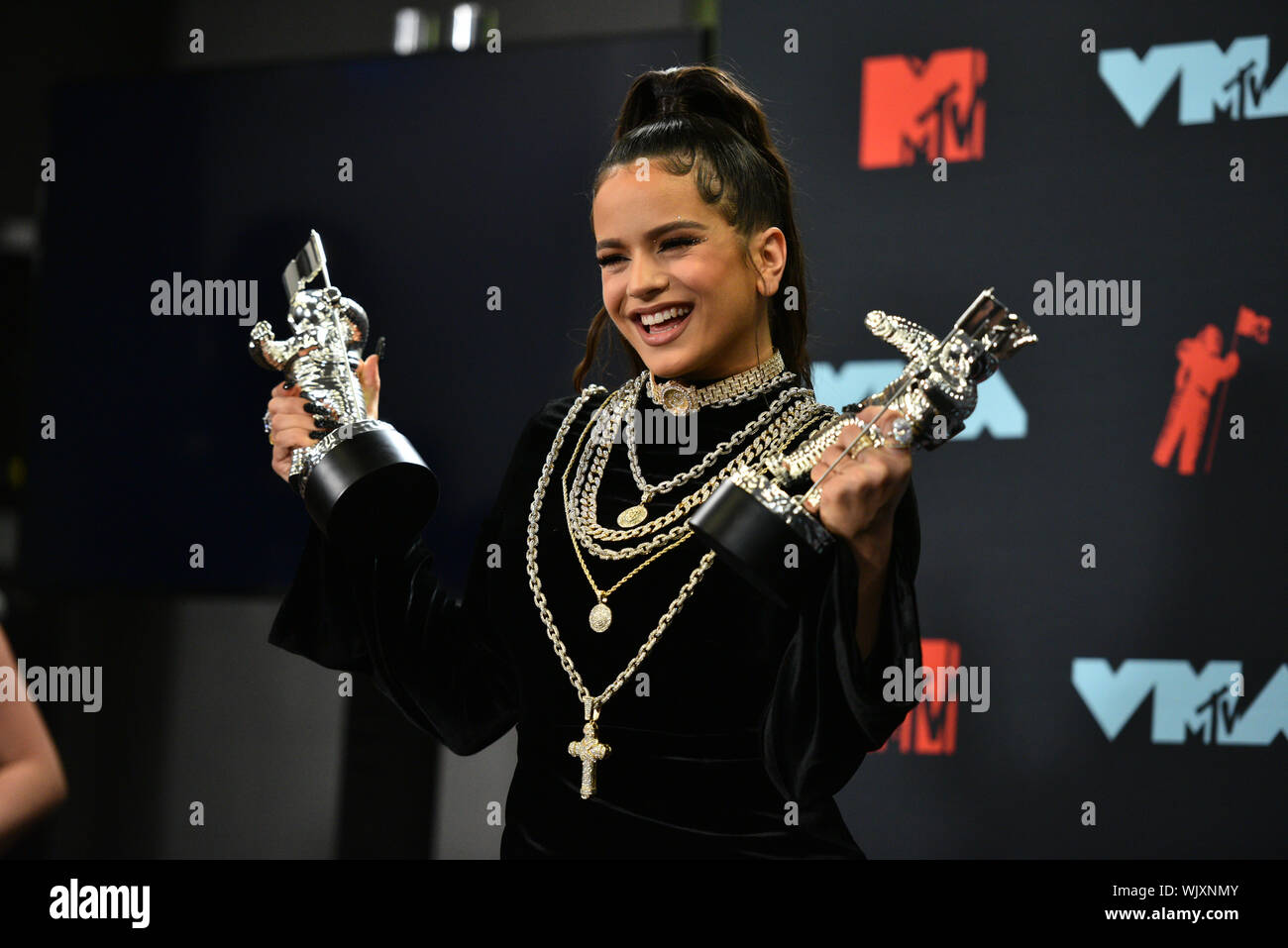 Rosalía attends the 2019 MTV Video Music Awards at Prudential Center on August 26, 2019 in Newark, New Jersey. Stock Photo