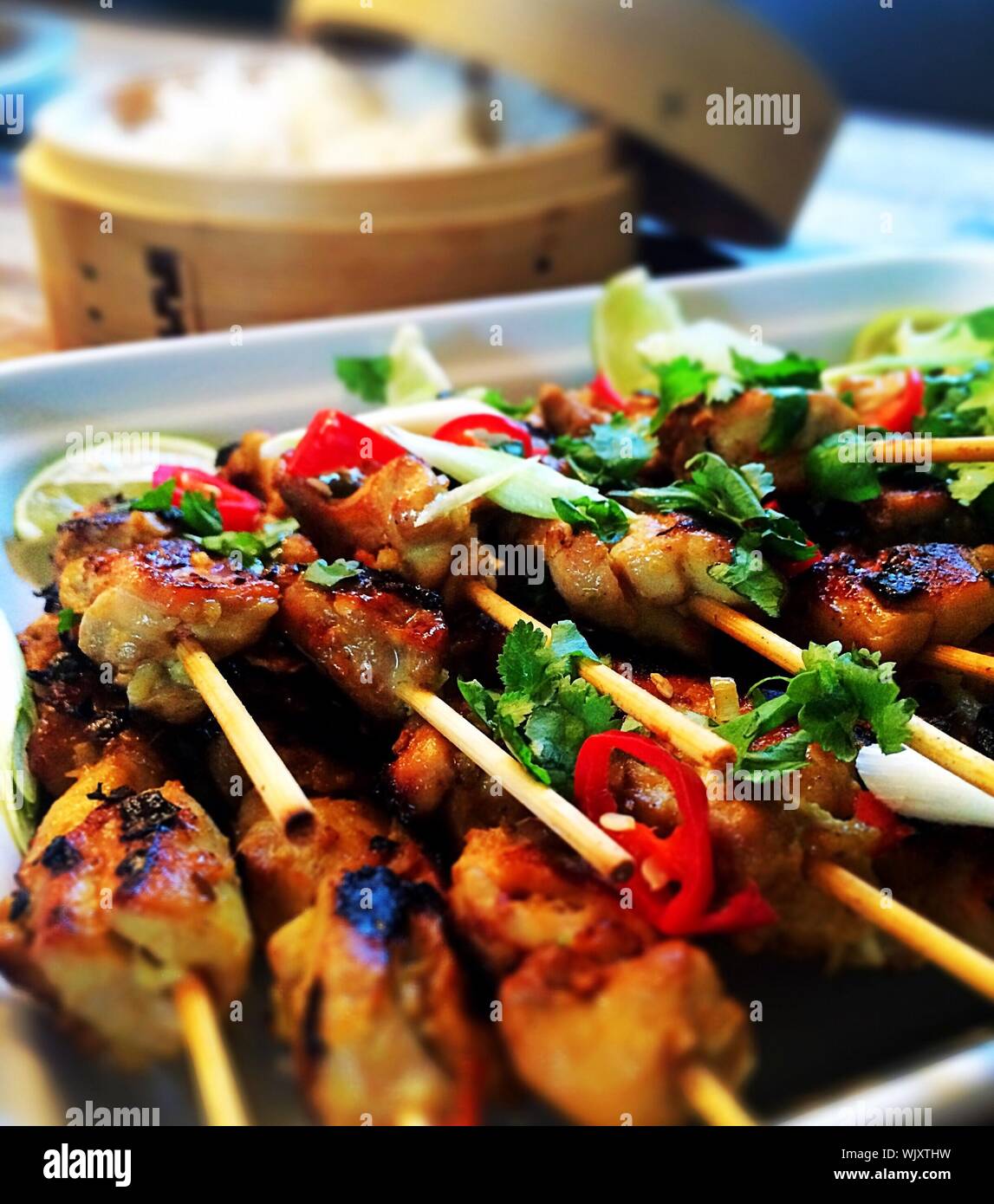 Close-up Of Fresh Spicy Food In Skewer Stock Photo
