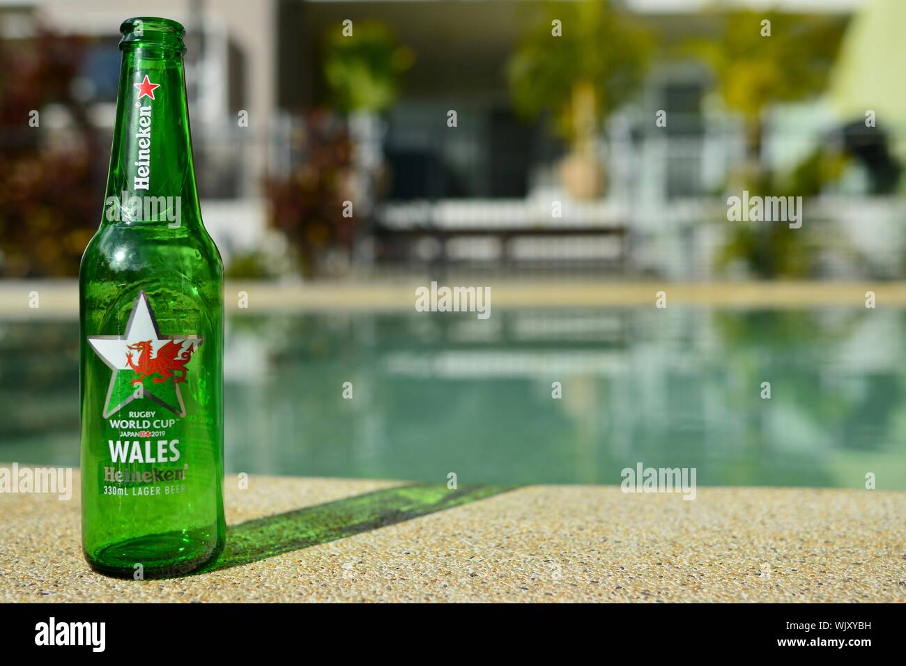 Wales, Heineken 2019 Japan Rugby world cup beer bottle Stock Photo