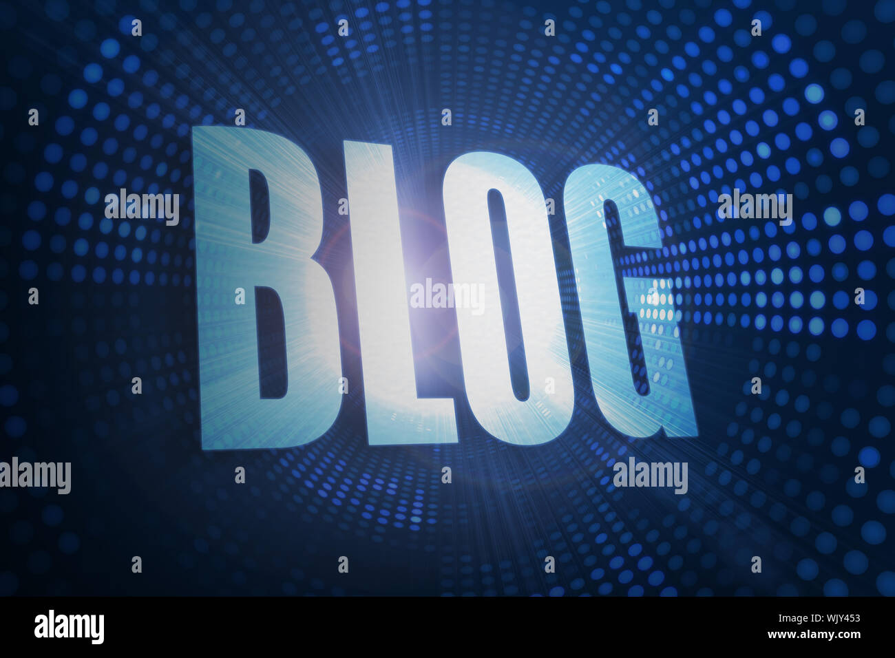 The word blog against futuristic dotted blue and black background Stock ...