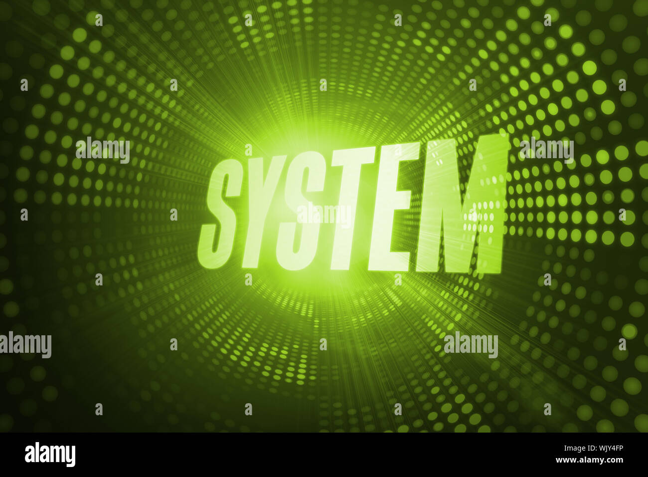 The word system against green pixel spiral Stock Photo - Alamy