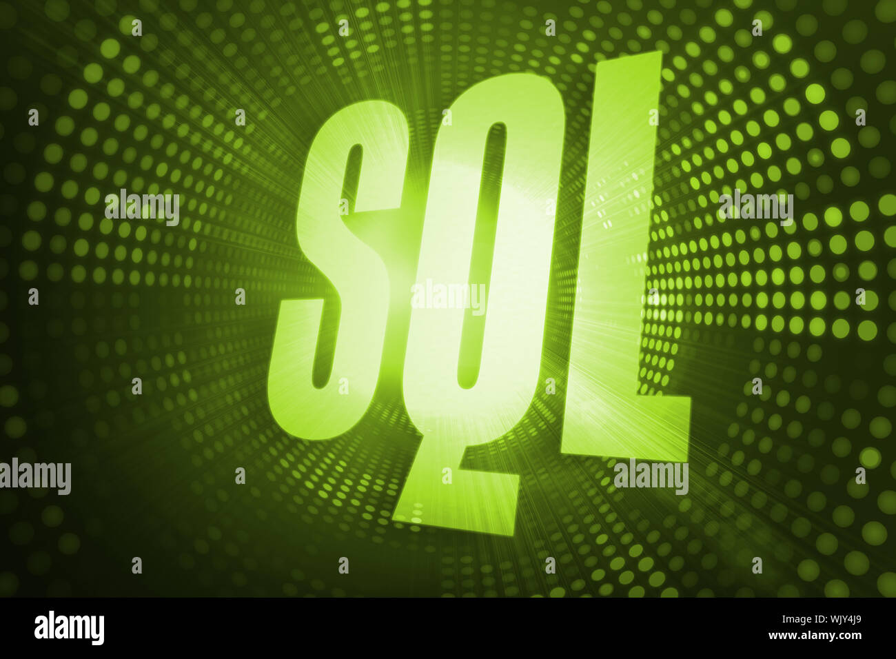 The word sql against green pixel spiral Stock Photo - Alamy
