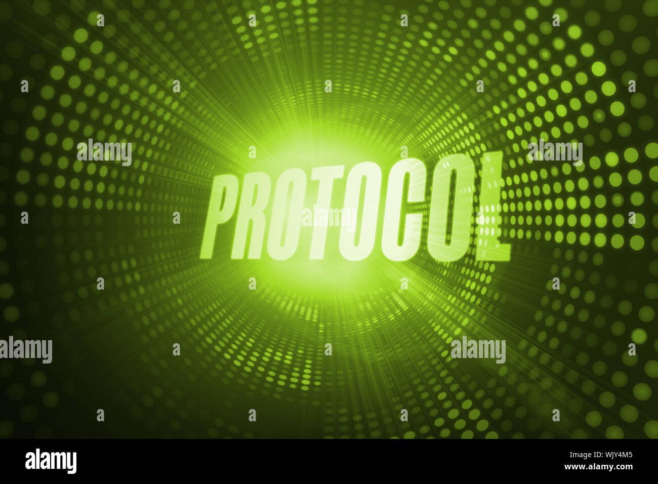 The word protocol against green pixel spiral Stock Photo - Alamy