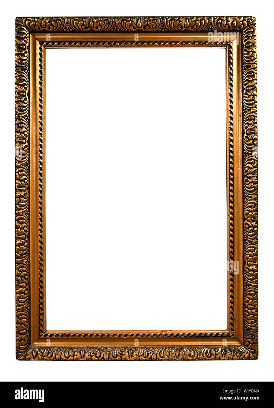 Old Gold Picture Frame on white background Stock Photo - Alamy