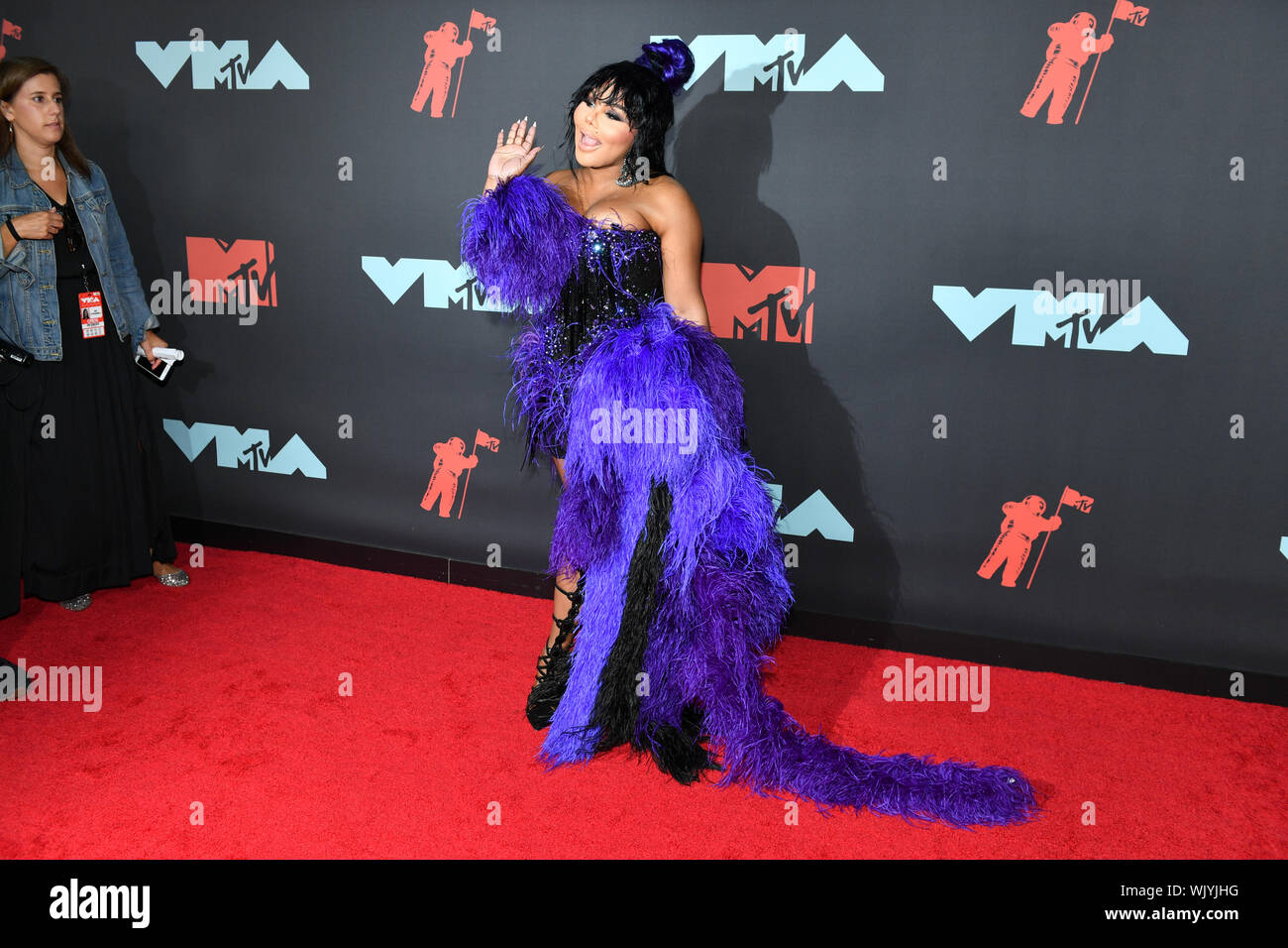 Lil Kim attends the 2019 MTV Video Music Awards at Prudential Center on August 26, 2019 in Newark, New Jersey. Stock Photo